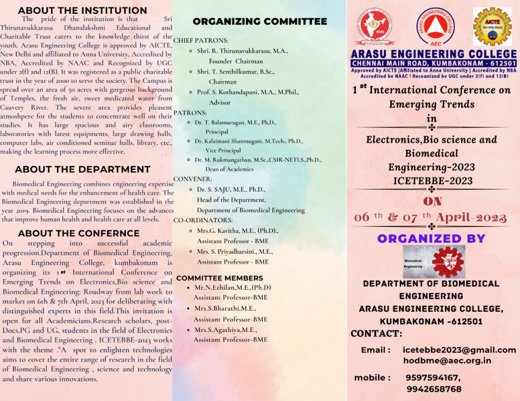 First International Conference on Emerging Trends in Electronics, Bio